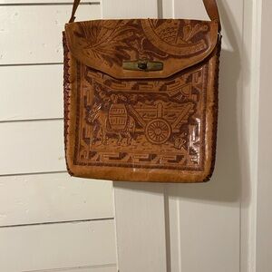 Vintage Embossed/Tooled leather Donkey Bag